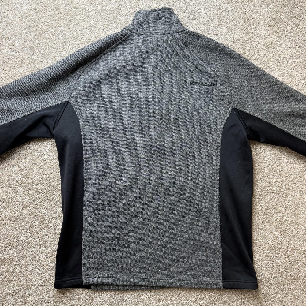 Spyder Pullover Mens Medium Gray Black 1/4 Zip Fleece Mock Neck Ski Outdoor Top - Picture 6 of 10